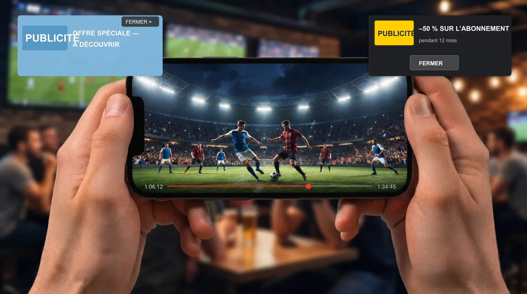 Un match de football générique diffusé dans un navigateur